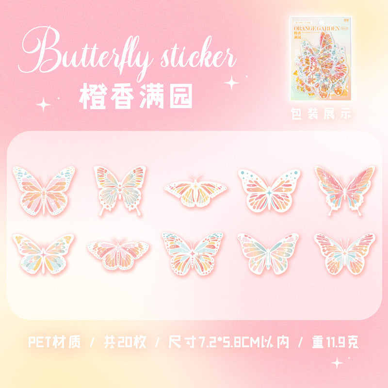 20 Pcs PET Butterfly Stickers DBZY