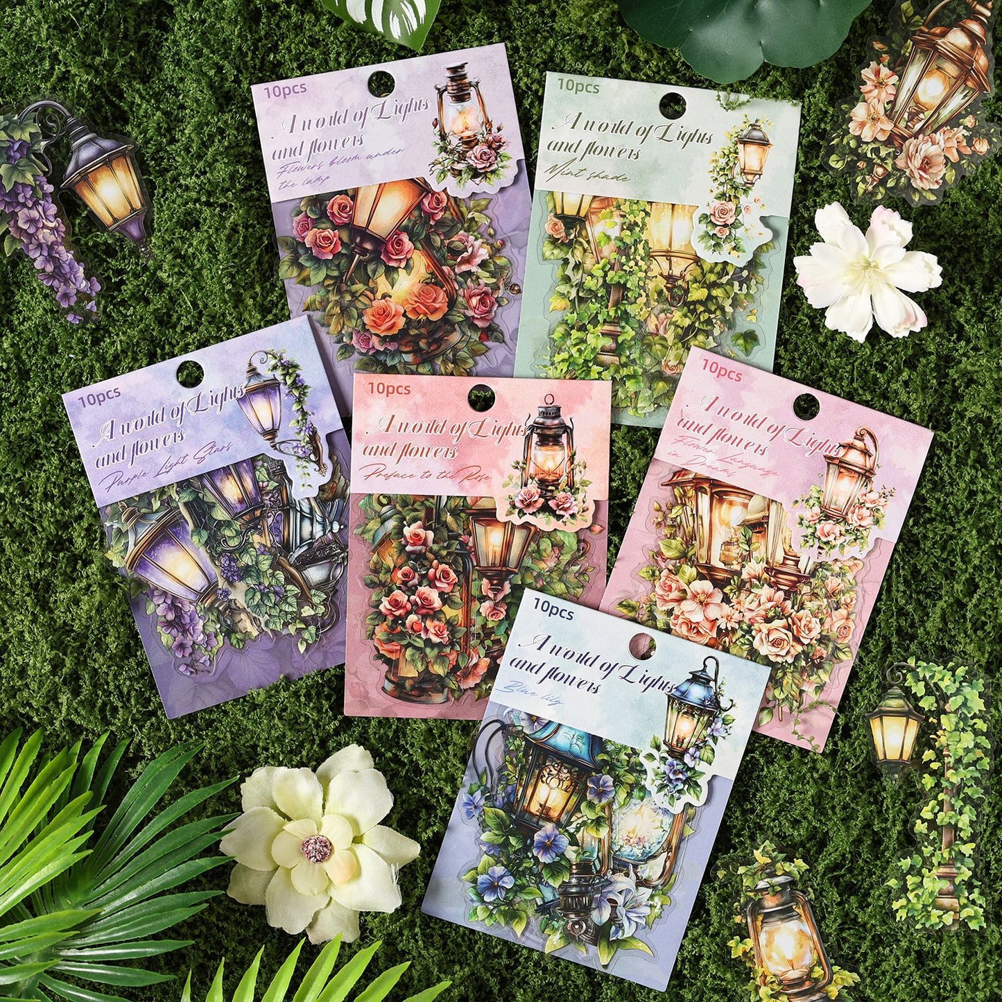 10 Pcs Floral Light PET Stickers DHHJ