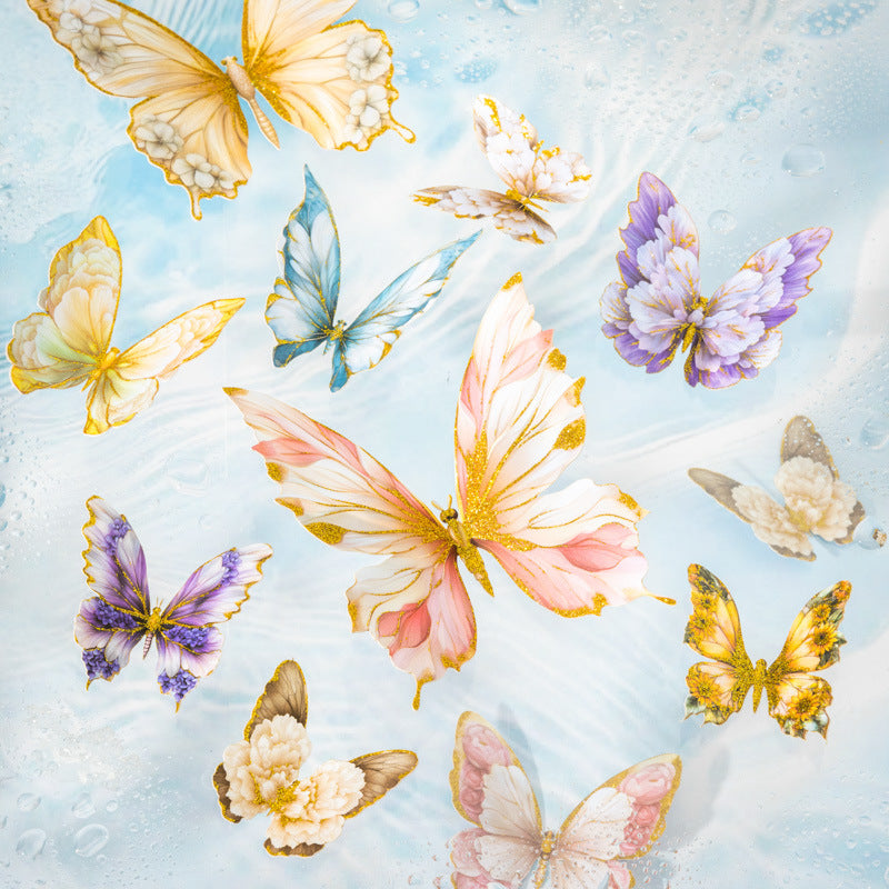10 Pcs Gold Foil Butterfly Stickers SZD