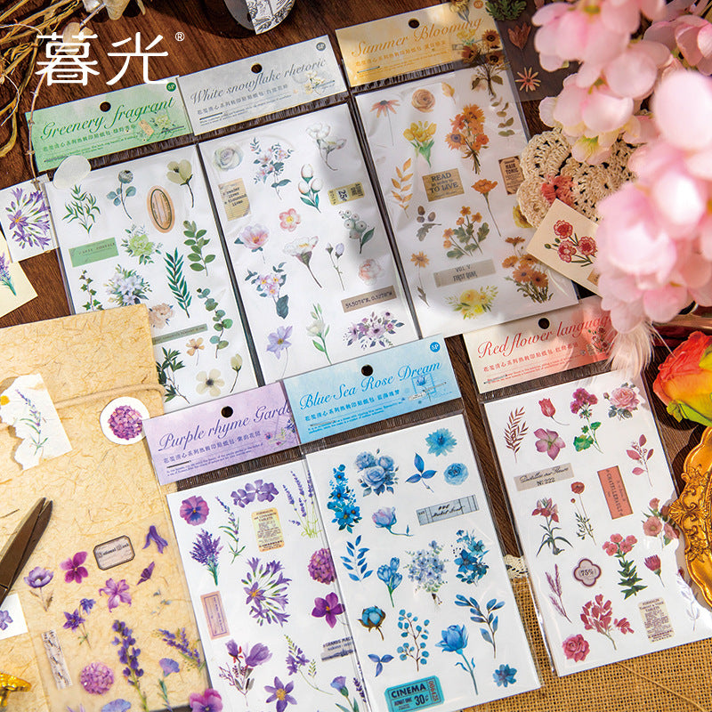 4 Sheets Flower Stickers and Transfer Stickers HJQX