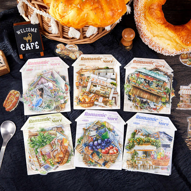 20 Pcs Food Shop Theme PET Stickers LMSD