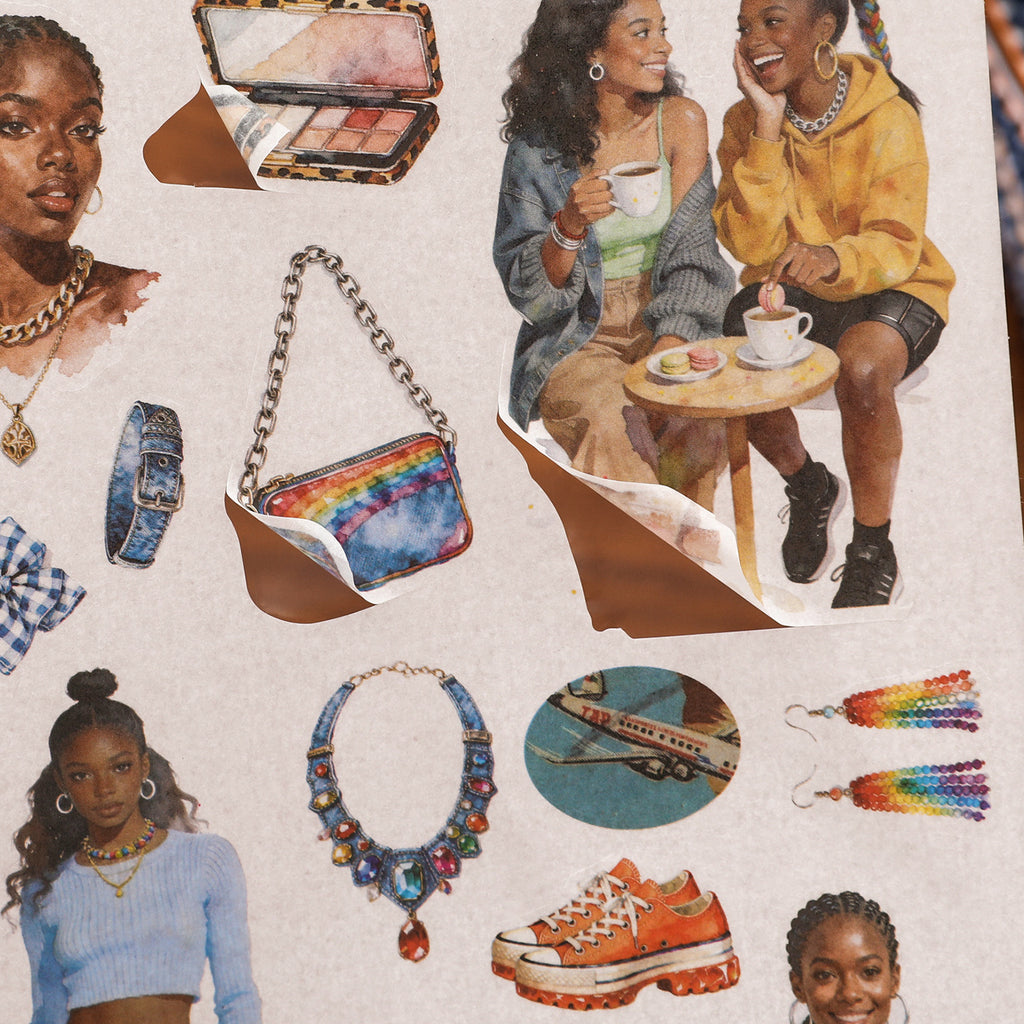 A5 Mixed Material Sticker Book - Black Girl