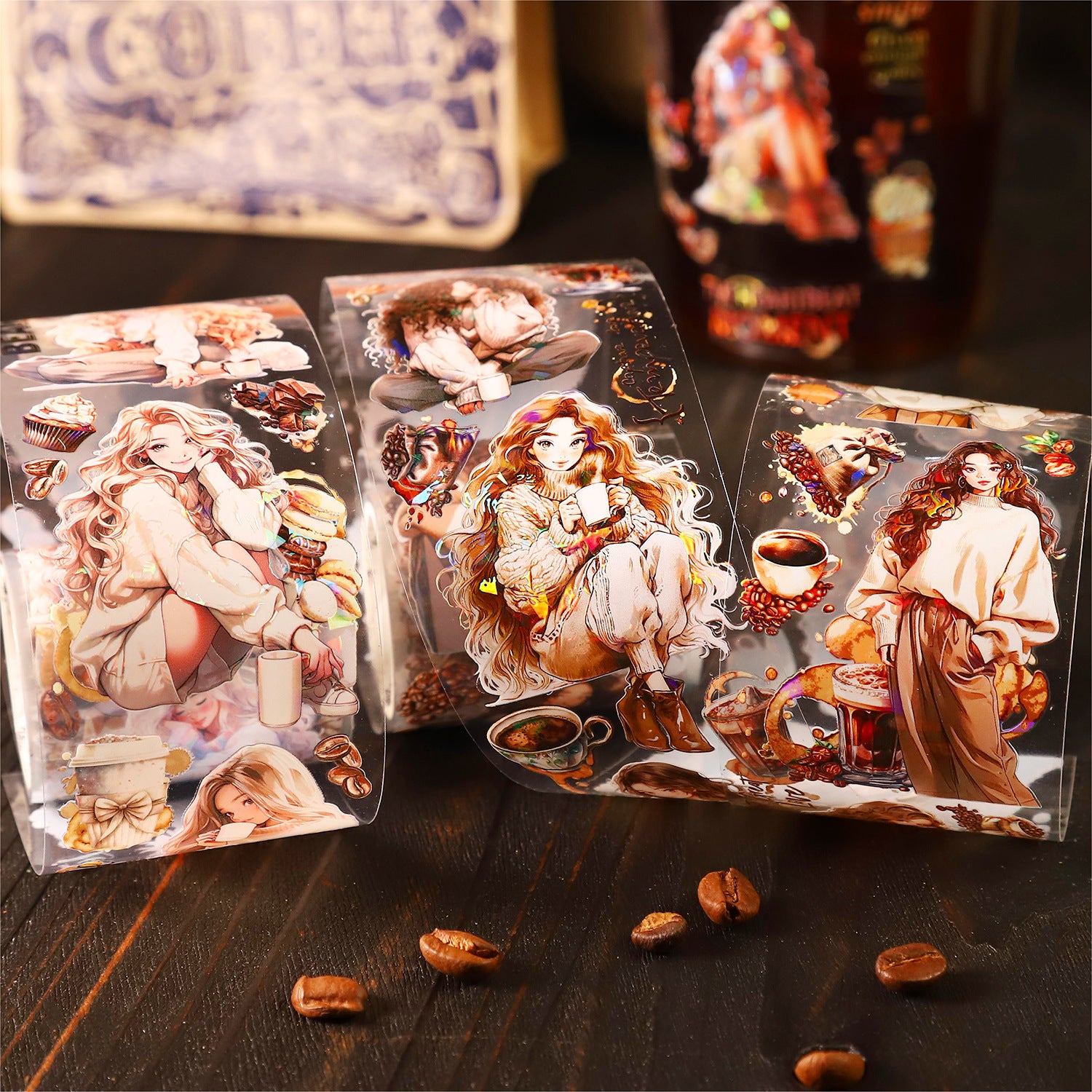 1 Roll Coffee Girl PET Tape KFSN