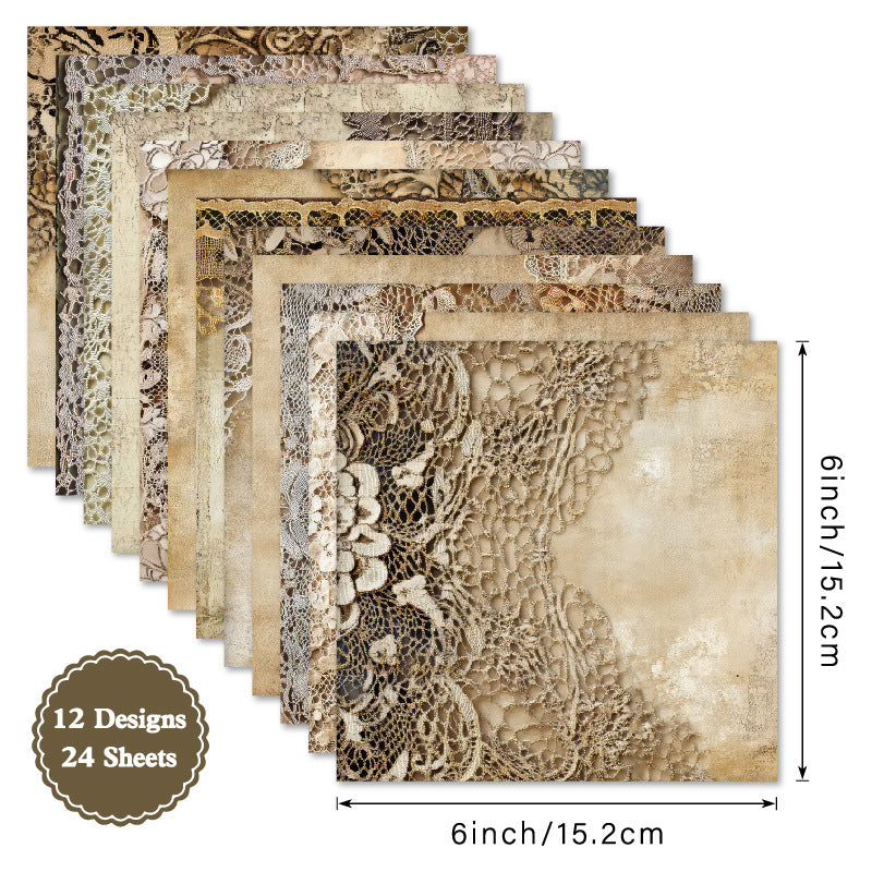 6 inch Vintage Lace Scrapbook Paper Pad SKP035