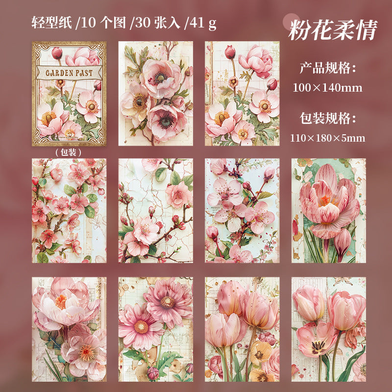 30 Pcs Flowers Scrapbook Paper HYWS