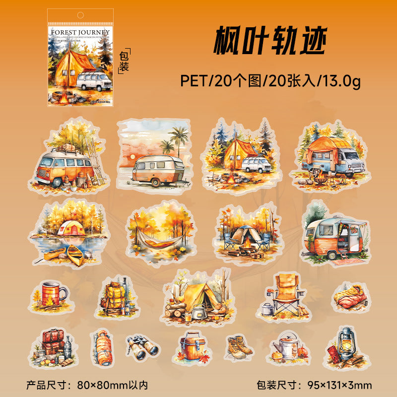 20 Sheets Camping Theme PET Stickers LJZL