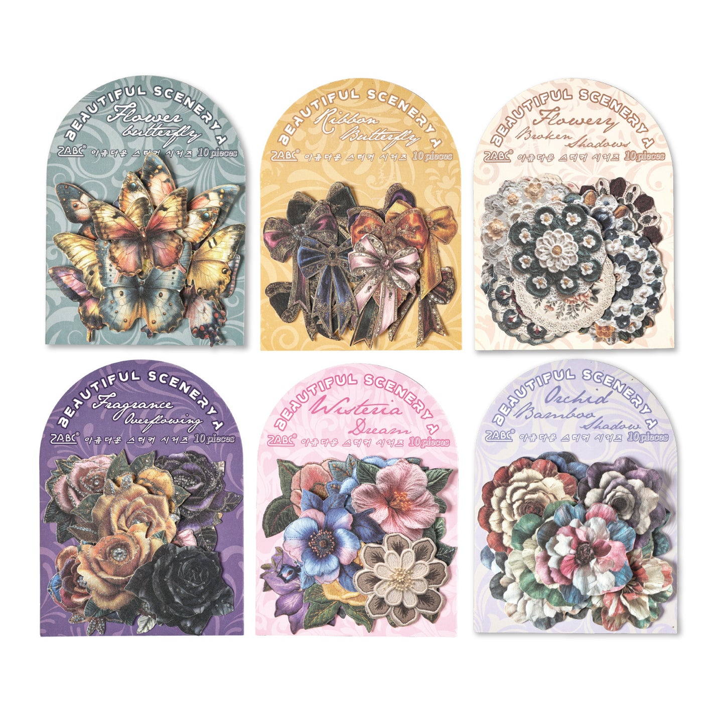 10 Pcs Vintage Flower Stickers JXRH