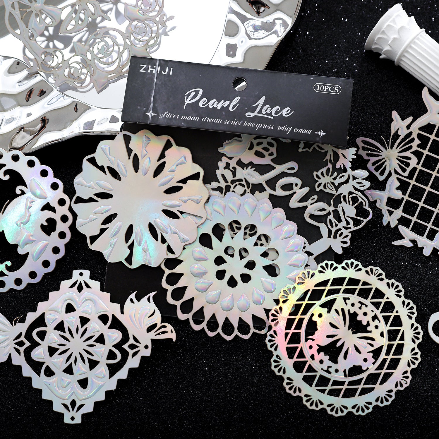 10 Pcs Holographic Hollow Cutout Paper YYMJ