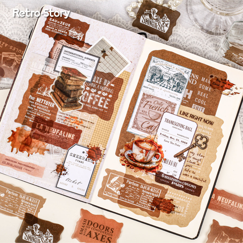 30 Pcs Vintage Journal Stickers QZXL