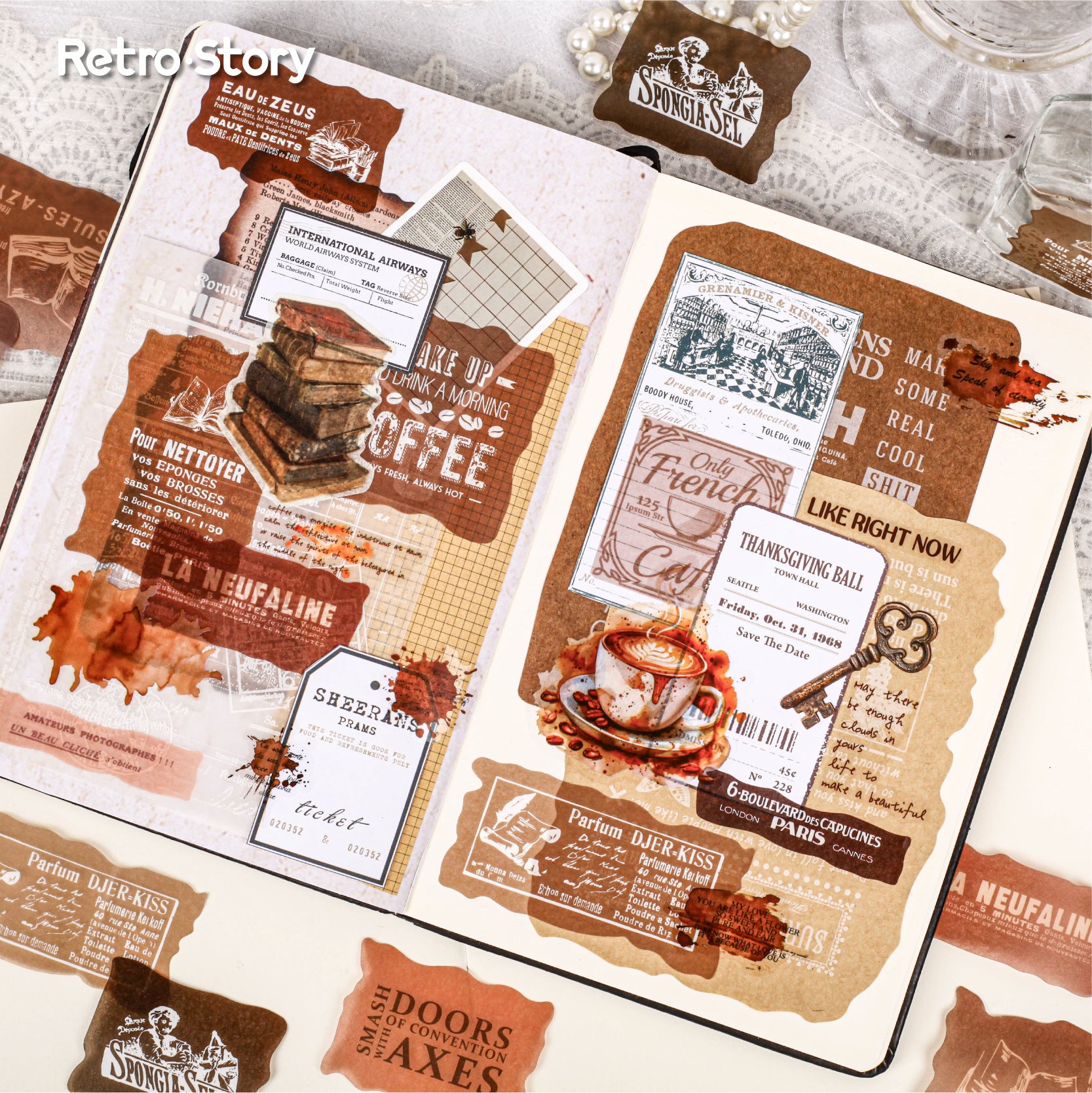 30 Pcs Vintage Journal Stickers QZXL