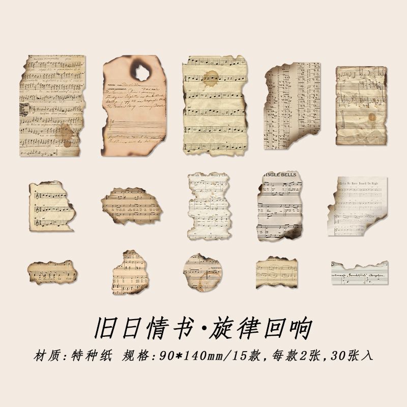 30 Pcs Burnt Style Scrapbook Paper JRQS