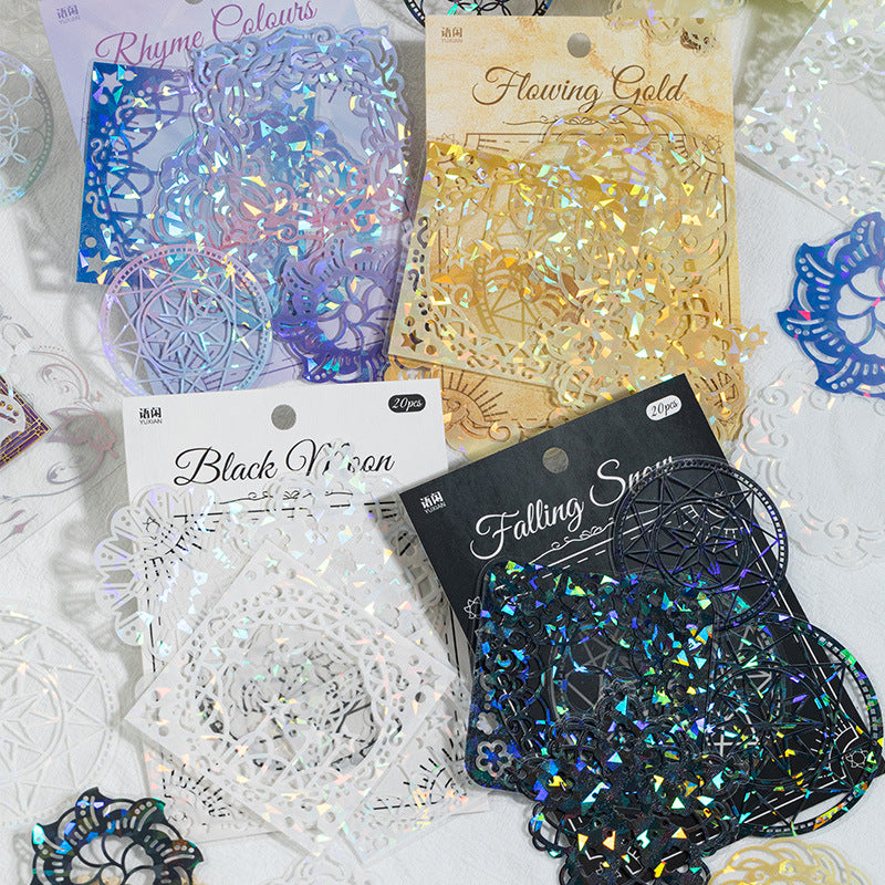 20 Pcs Magic Star and Round PET Stickers FYZJ