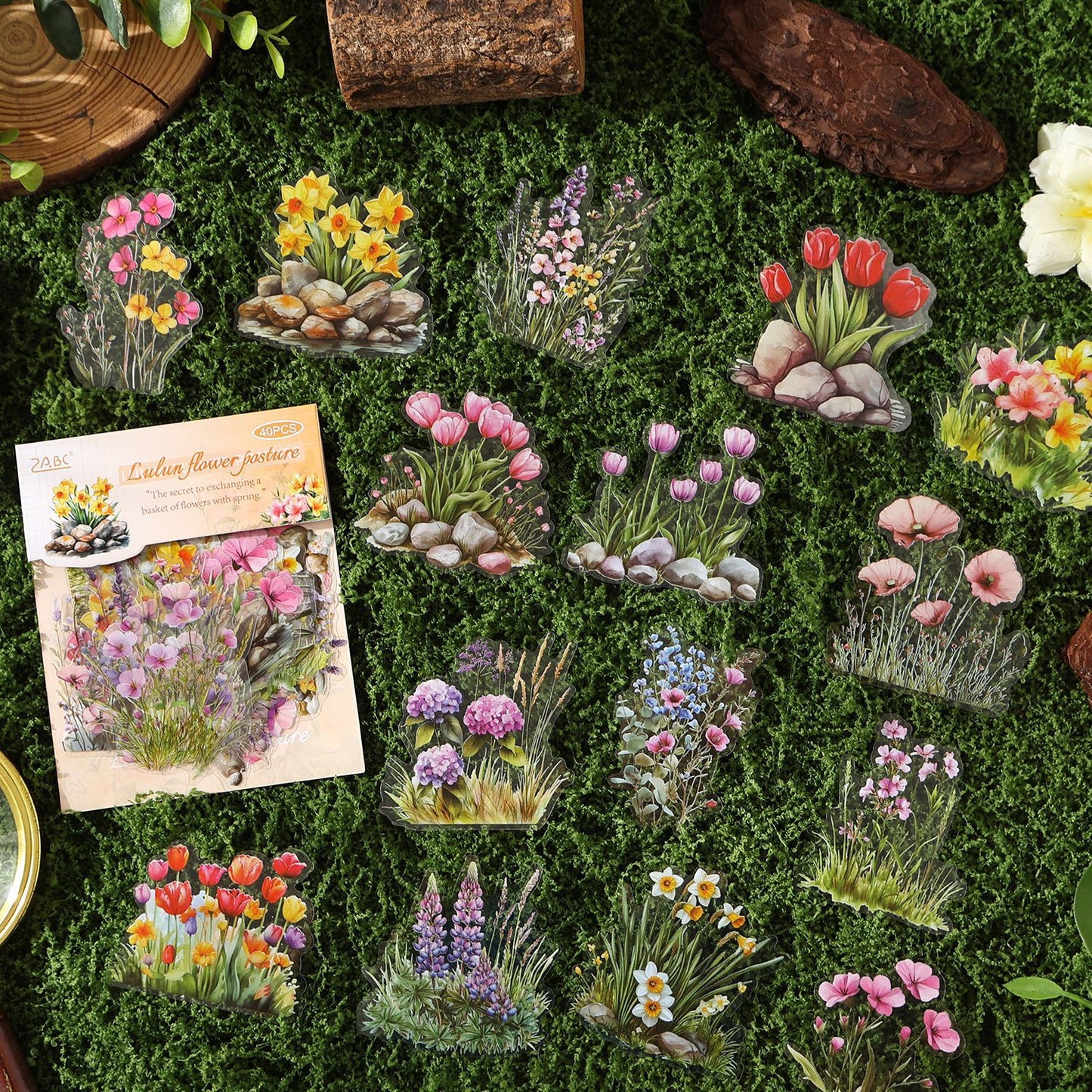 40 Pcs Wildflower PET Stickers SHHY