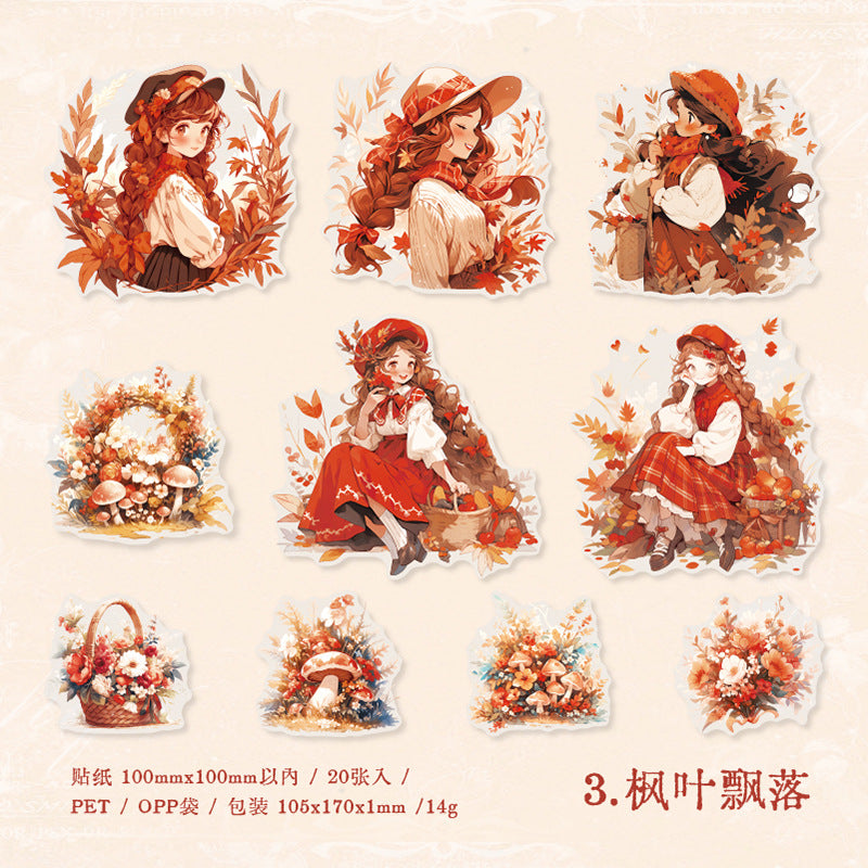 20 Pcs Little Girl and Flower PET Stickers SNDSJ