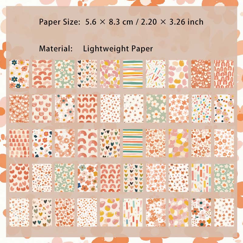 50 Pcs Basic Floral Journal Paper QXSX