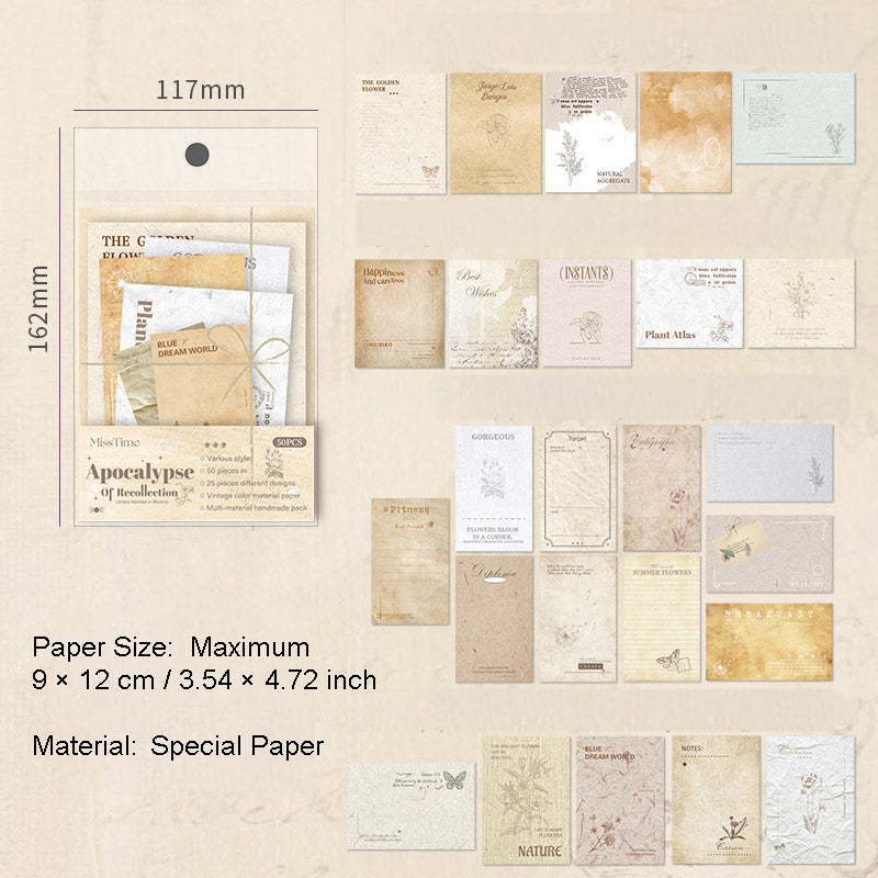 50 Pcs Vintage Scrapbook Paper HYQSL