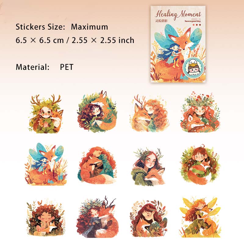 12 Pcs Cartoon Little Girl PET Stickers ZYSL