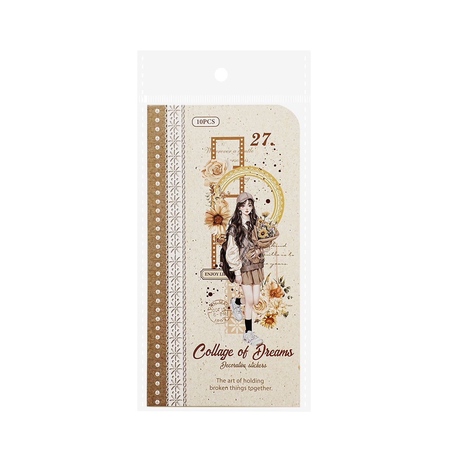 10 Pcs Collage Girl PET Stickers LMJG