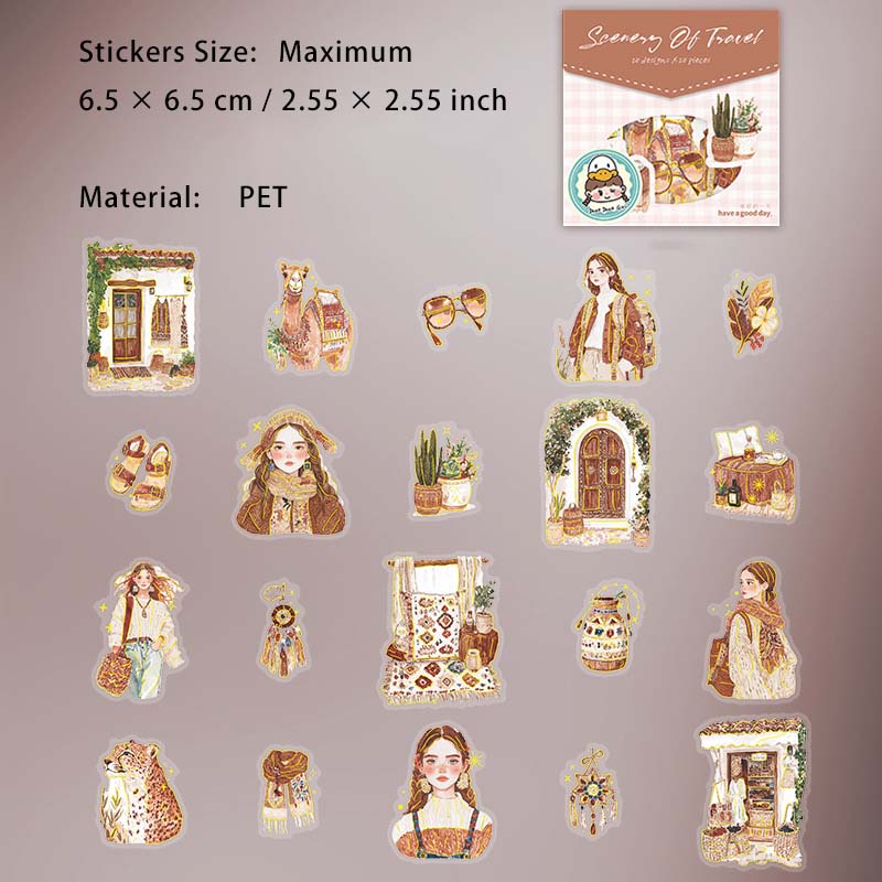 20 Pcs Travel Girl PET Stickers LJFJ