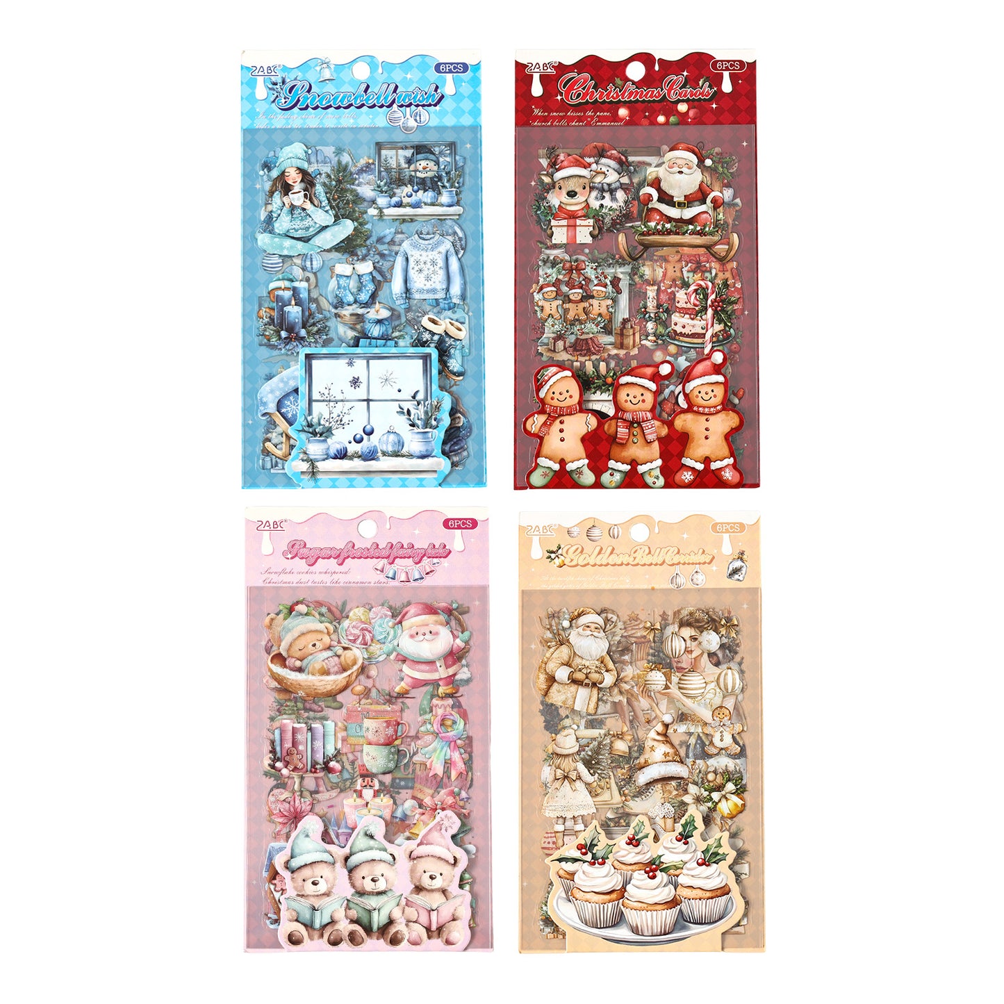 6 Sheets Snow Christmas PET Stickers XYSG