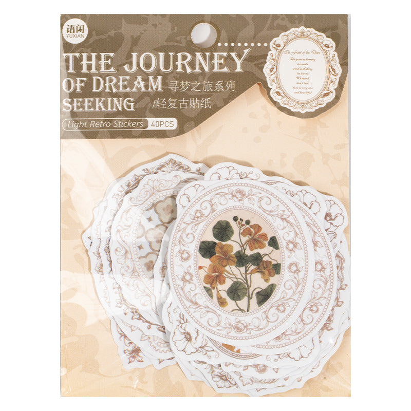 40 Pcs Vintage Floral Journal Stickers XMZL