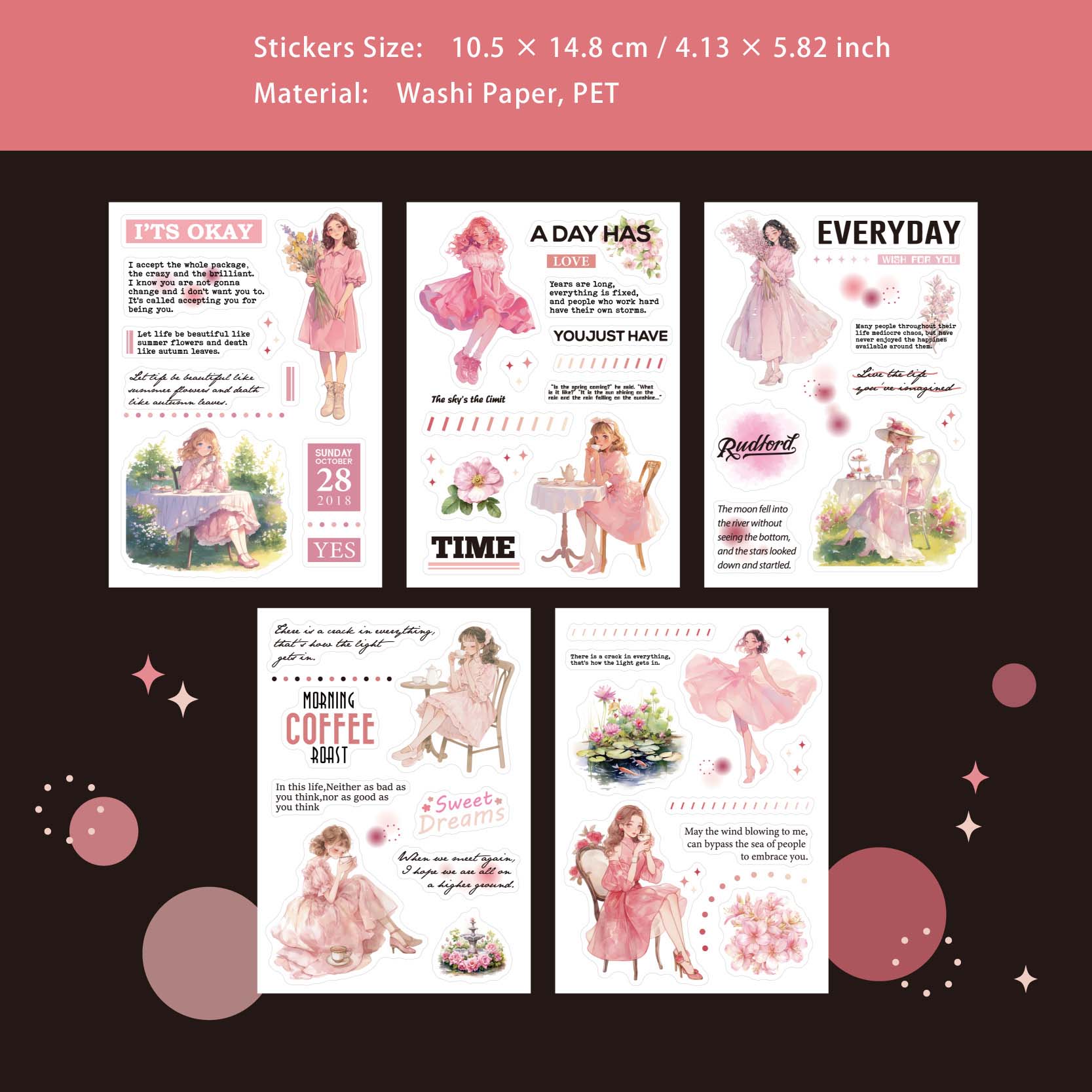 10 Sheets Fashion Girl Quote Stickers Book BLSN