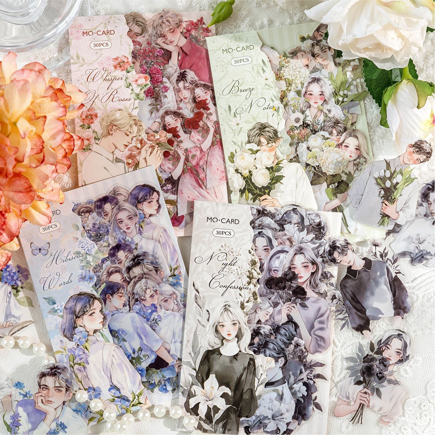 30 Pcs Flower Boy Girl PET Stickers HYNH
