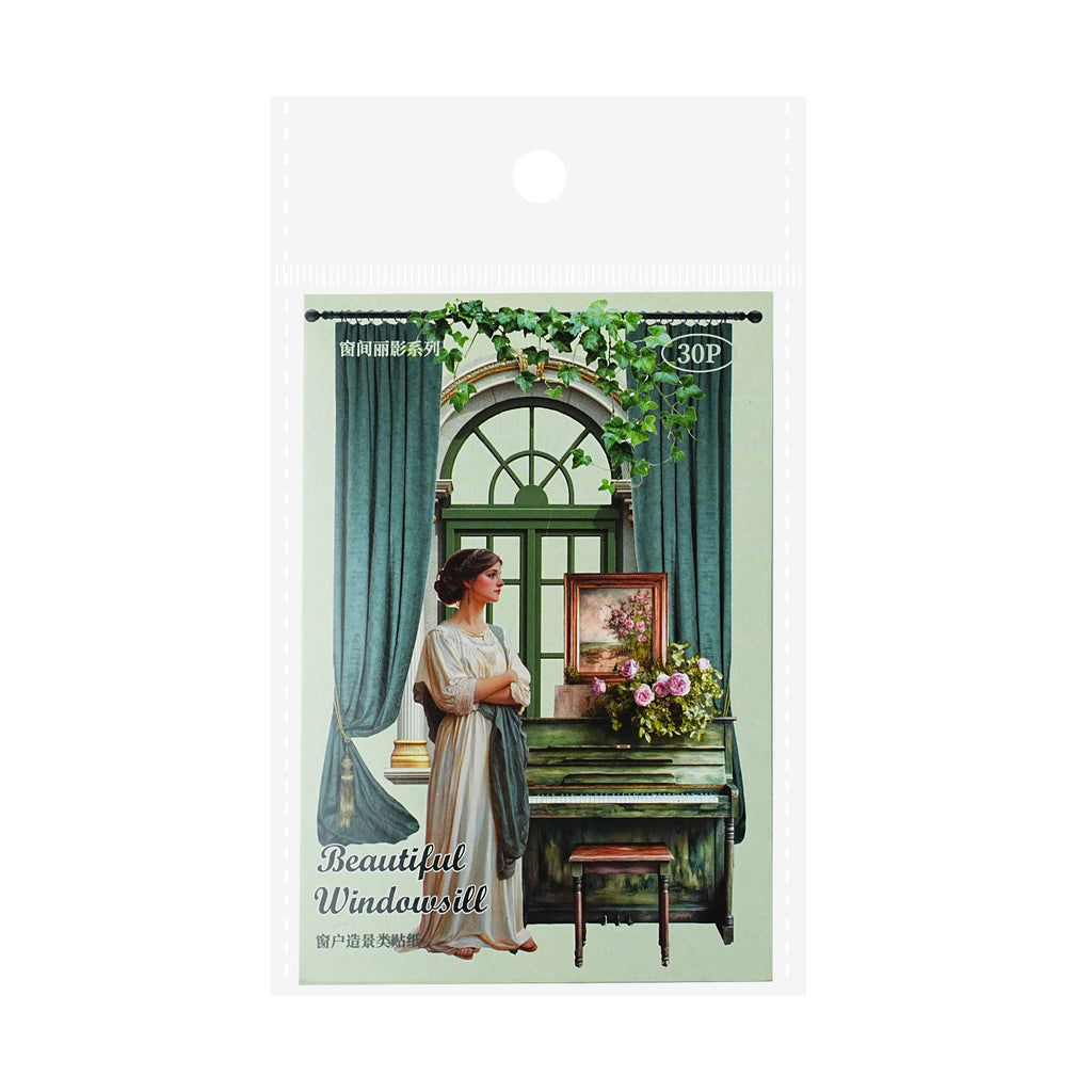 30 Pcs Vintage Window PET Stickers CJLY
