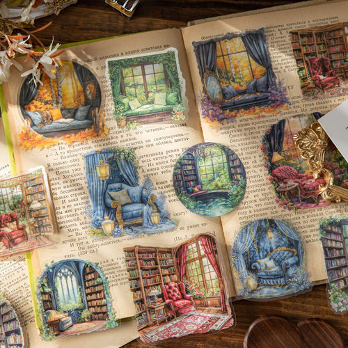10 Pcs Reading Room Corner PET Stickers CBDSJ