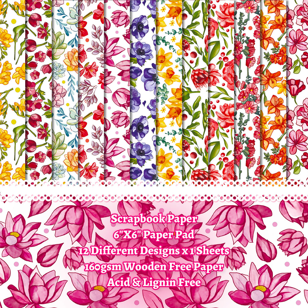 6 inch Flower Scrapbook Paper Pad PA270