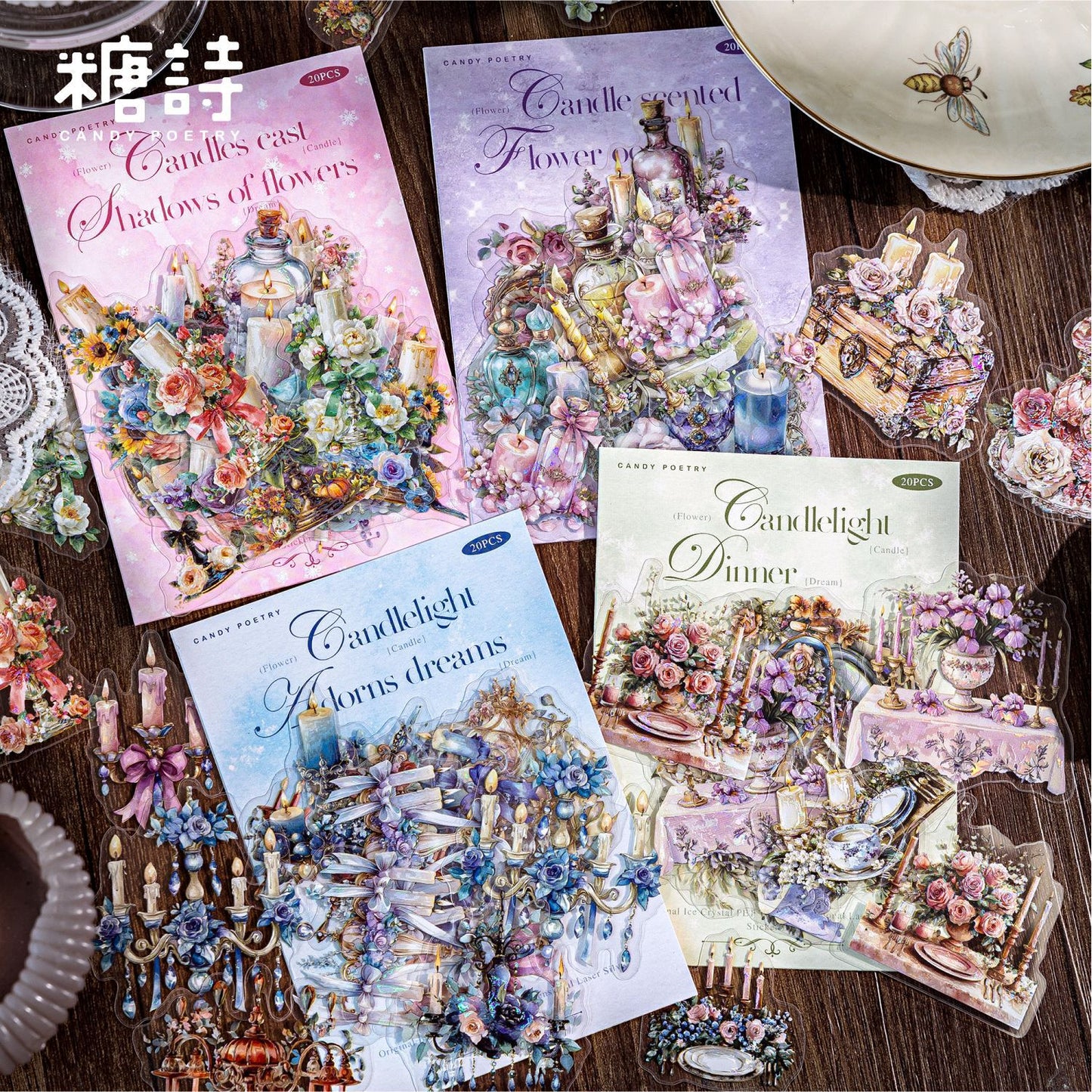 20 Pcs Chandelier Themed PET Stickers HZQM