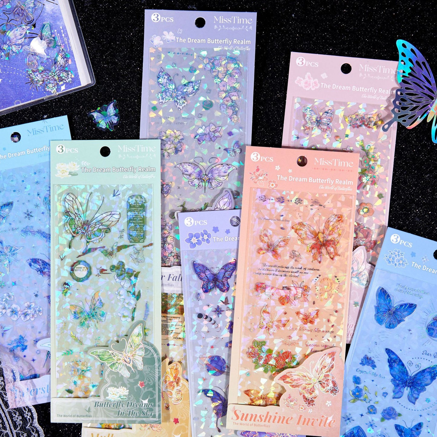 3 Sheets Glitter Butterfly Stickers JJMD