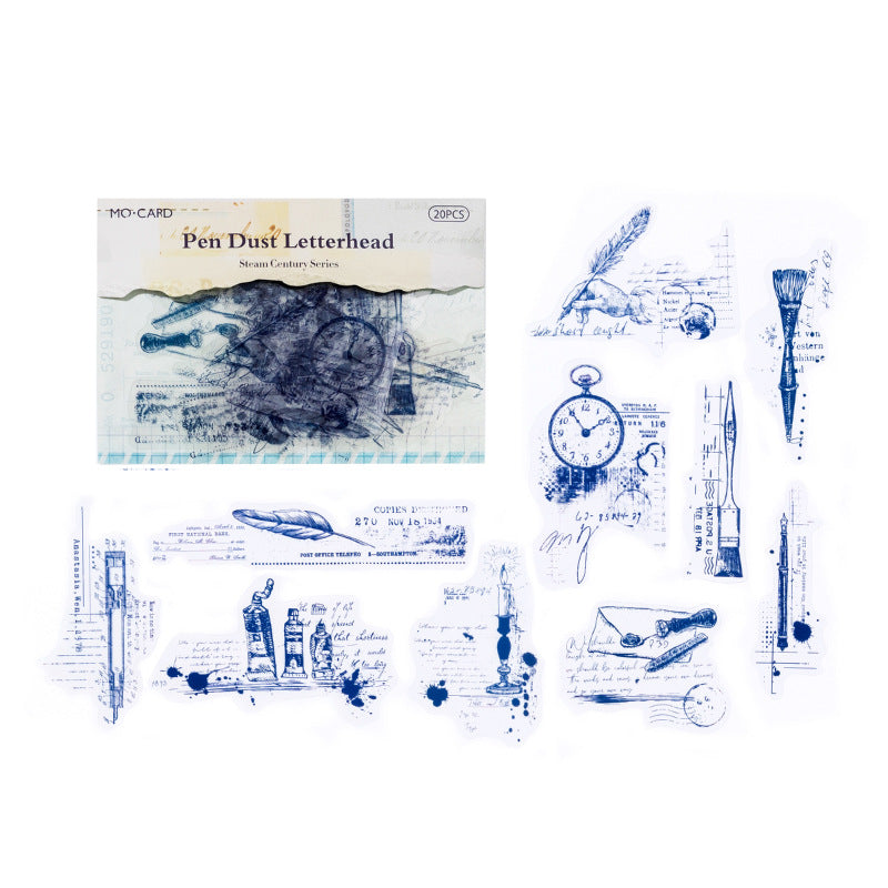 20 Pcs Vintage Steam Age PET Stickers ZQSJ