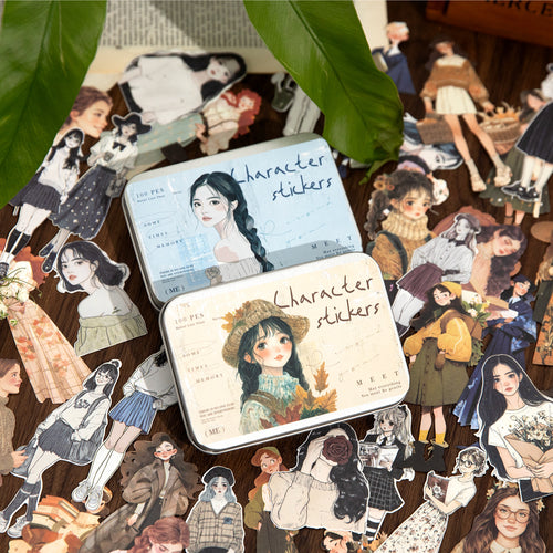 100 Pcs Fashion Girl PET Stickers FDYLM
