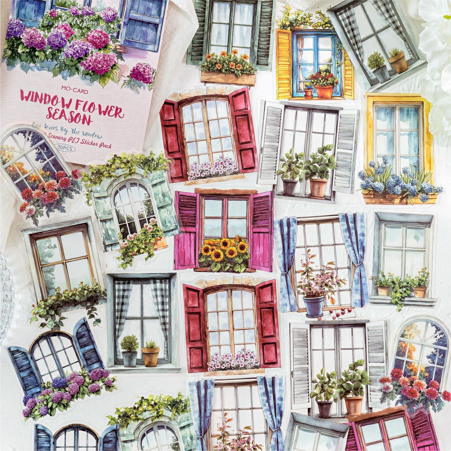 30 Pcs Windows Landscape PET Stickers CBDWM