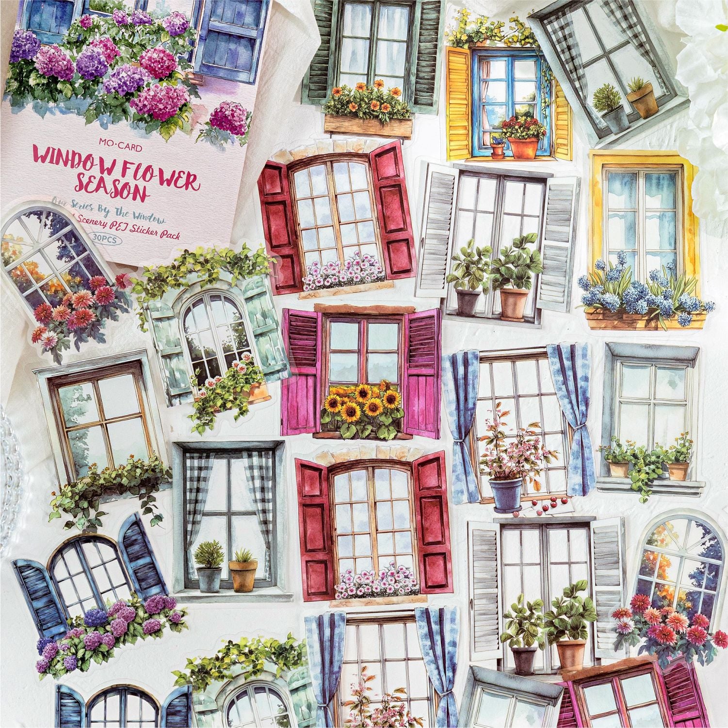 30 Pcs Windows Landscape PET Stickers CBDWM