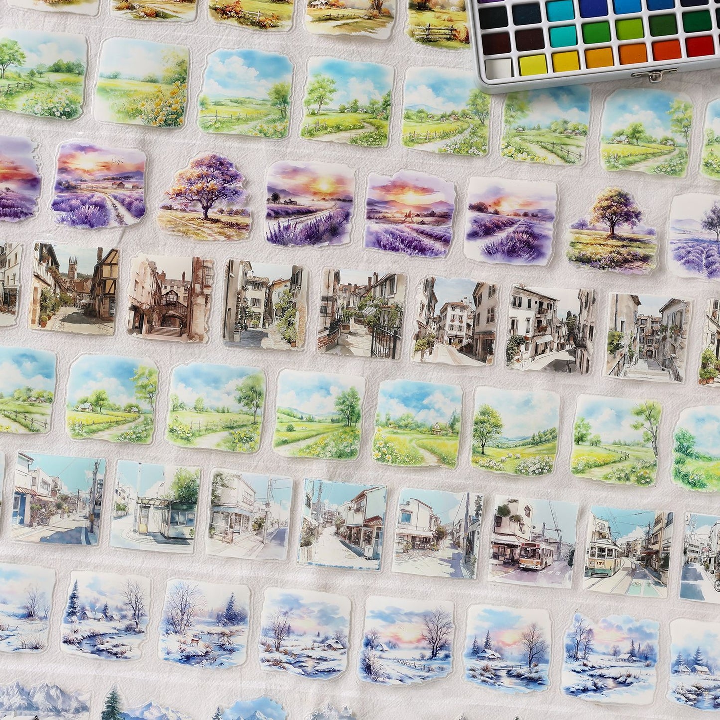 4 Rolls Seasonal Landscape PET Stickers Tapes Set SSFH
