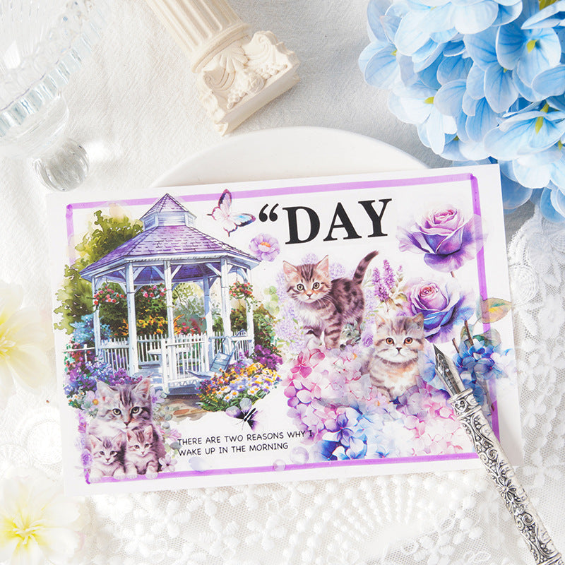 4 Sheets Cat PET Stickers MMXH