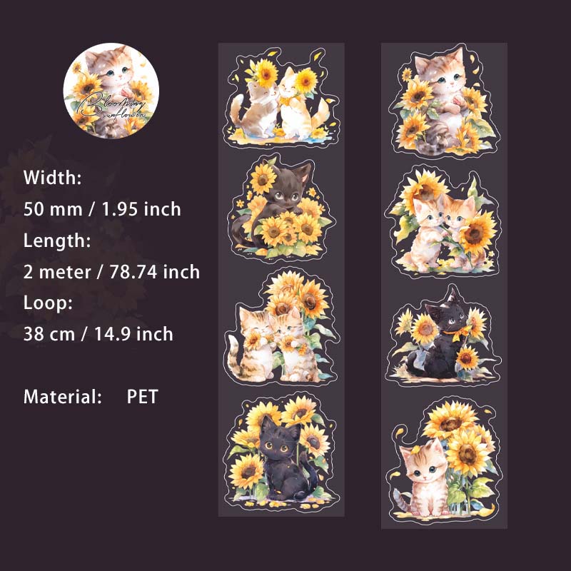 1 Roll Sunflower Garden PET Stickers Tape SFXRK