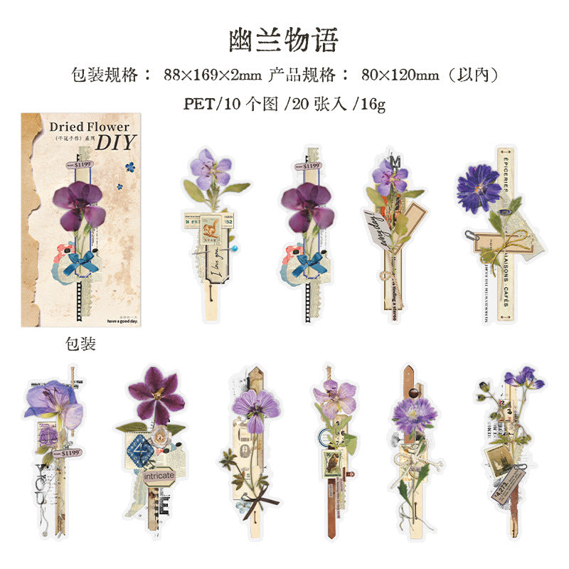 20 Pcs Natuer Plant Flower Collage Stickers GHSZ