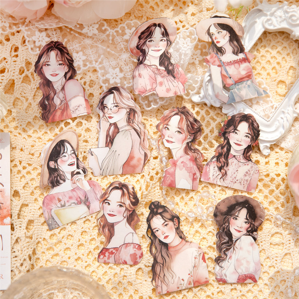 10 Pcs Summer Girl PET Stickers TSAML