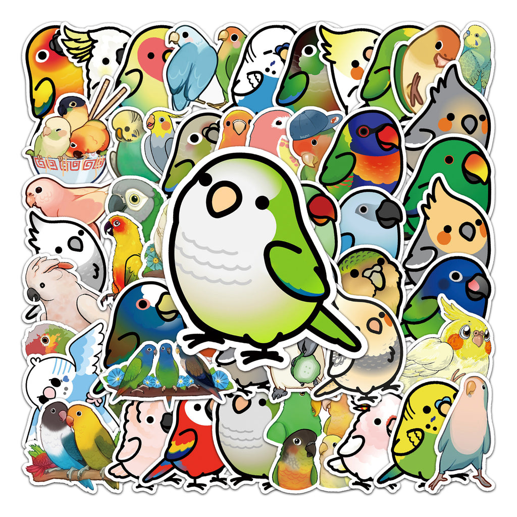 50 Pcs Vinyl Parrot Stickers YW429