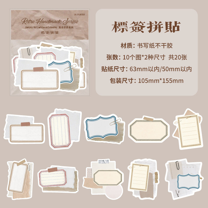 20 Pcs Vintage Label Stickers FGSZ