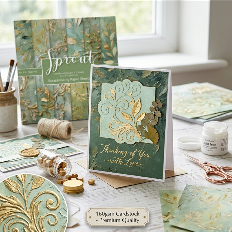 6 Inch Gilded Leaves Scrapbook Paper Pad SKP405A