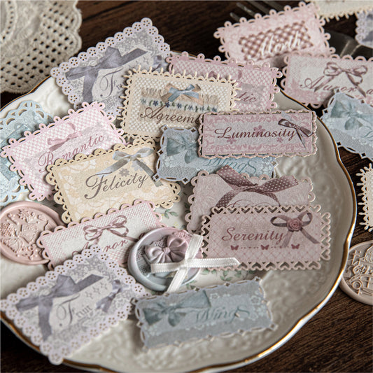 20 Pcs Vintage Lace Label Stickers CWZM