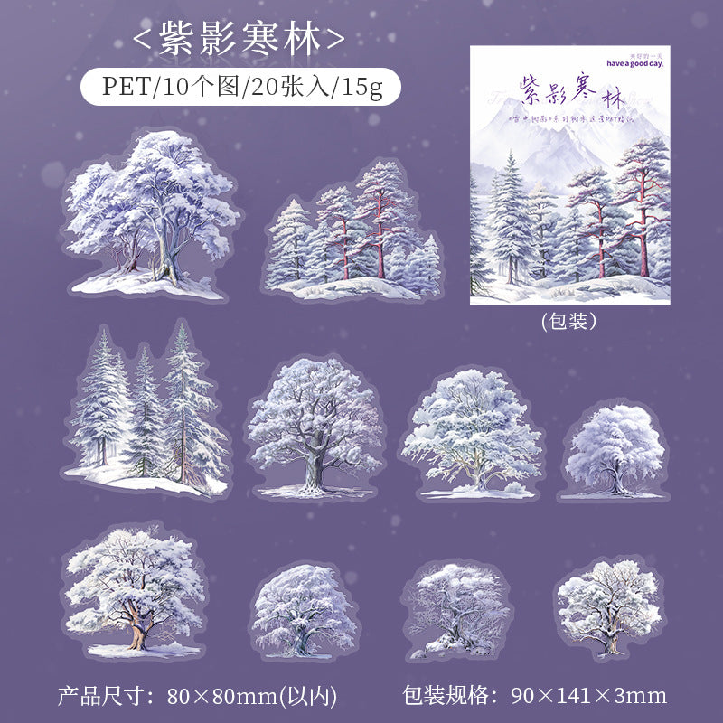 20 Pcs Winter Tree PET Stickers XZSY