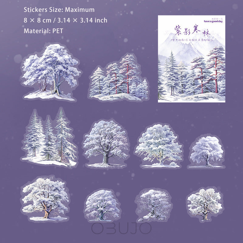 10 Pcs Snow Winter Landscape PET Stickers DRXY