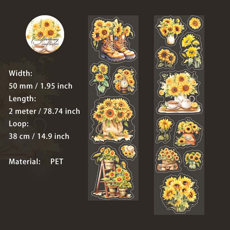 1 Roll Sunflower Garden PET Stickers Tape SFXRK