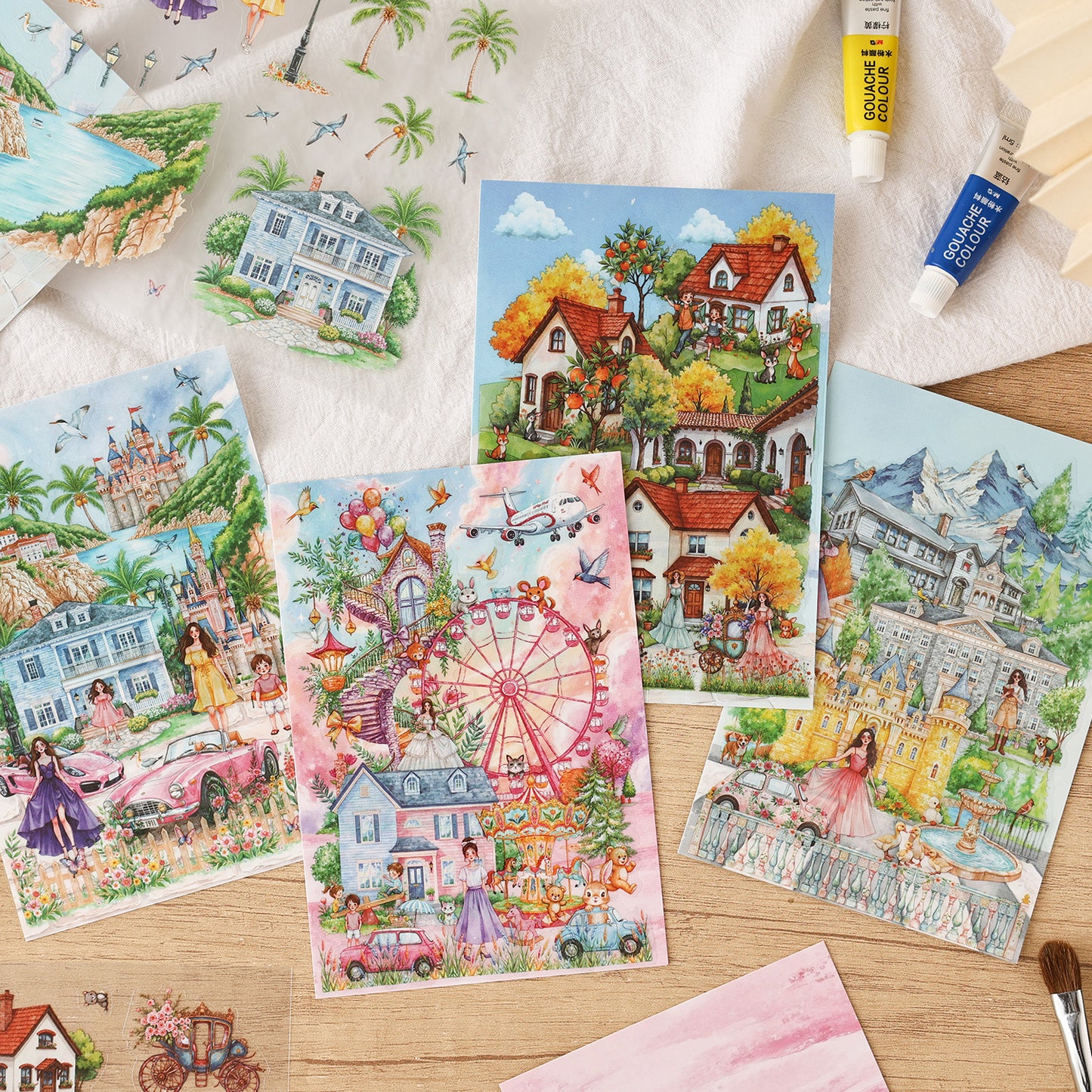 Fantasy Garden Manor Scene DIY Stickers Kit ZXWJ