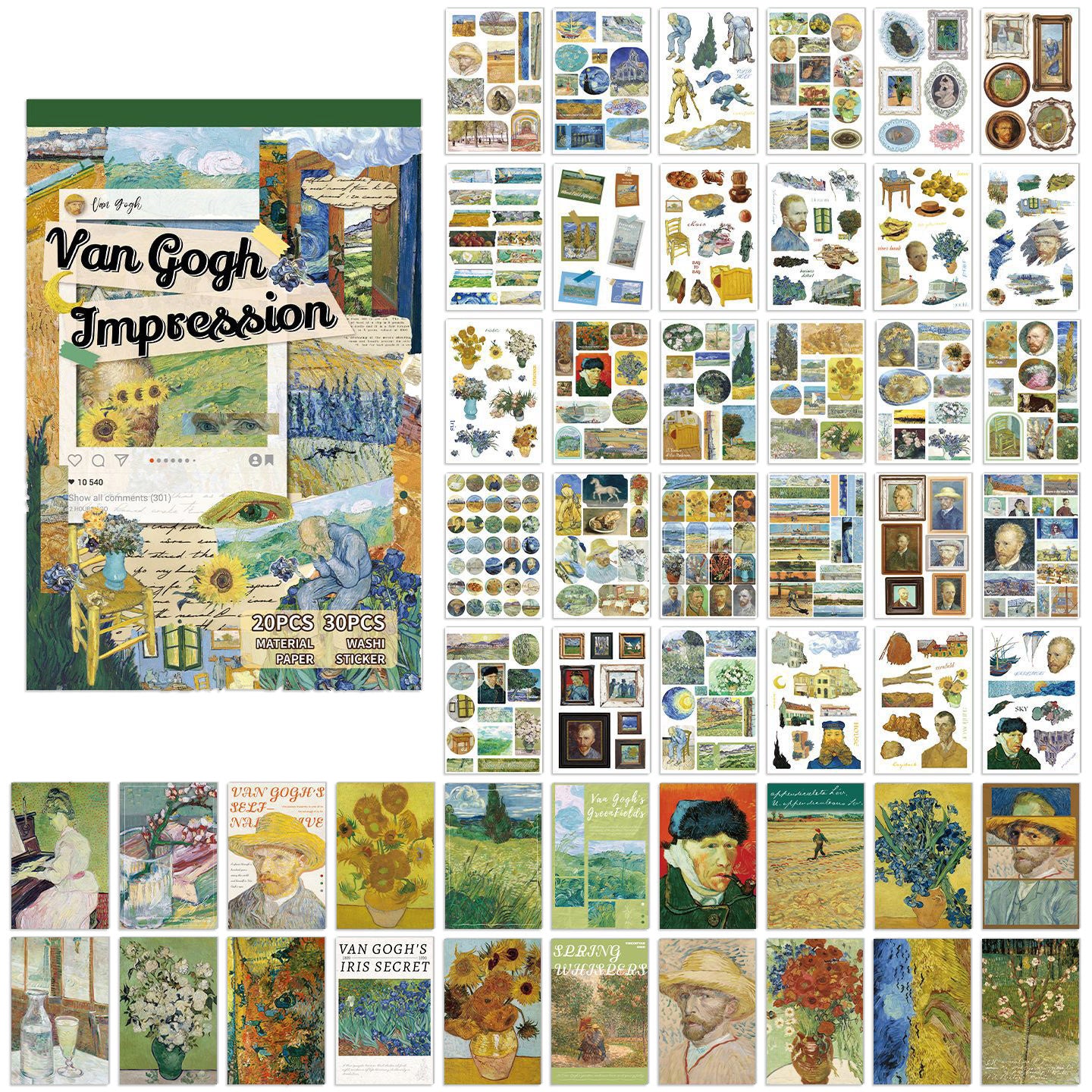 A5 Mixed Material Sticker Book - Van Gogh Impression
